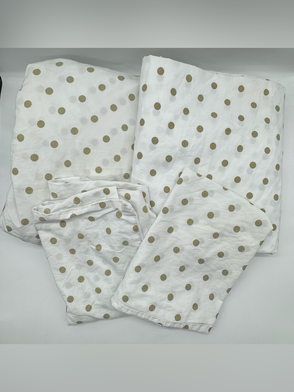 Emily & Merritt Pottery Barn Teen Gold Polka Dot Sheet Set